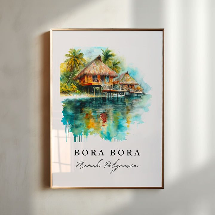 Bora Bora wall art - French Polynesia, Bora Bora print, Bora Bora Wedding gift, Birthday present, Custom Text, Perfect Gift