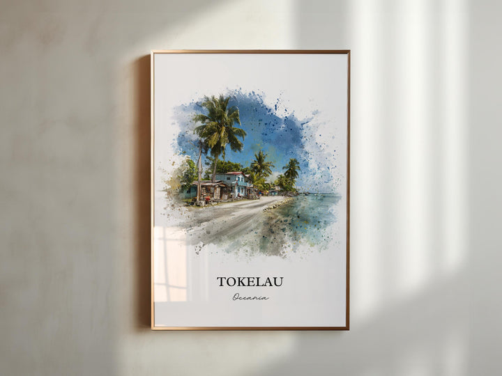 Tokelau Wall Art, Tokelau Print, Tokelau Island Watercolor Art, Atafu Gift, Travel Print, Travel Poster, Housewarming Gift