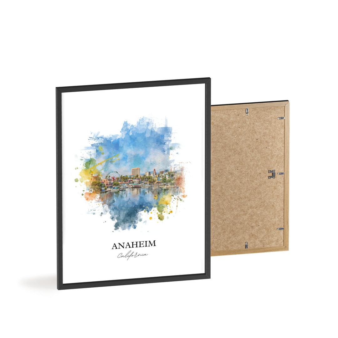 Anaheim CA Wall Art, Anaheim Print, Anaheim Watercolor Art, Anaheim California Gift, Travel Print, Travel Poster, Housewarming Gift