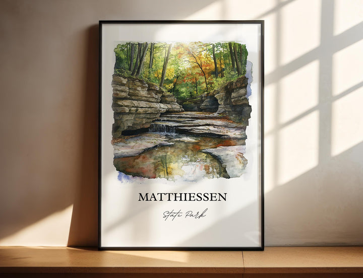 Matthiessen State Park Art, Matthiessen Print, Oglesby Watercolor Art, LaSalle County Gift, Travel Print, Travel Poster, Housewarming Gift