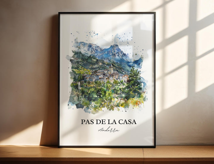 Pas de la Casa Wall Art, Pyrenees Print, Andorra Watercolor Art, Pas de la Casa Gift, Travel Print, Travel Poster, Housewarming Gift