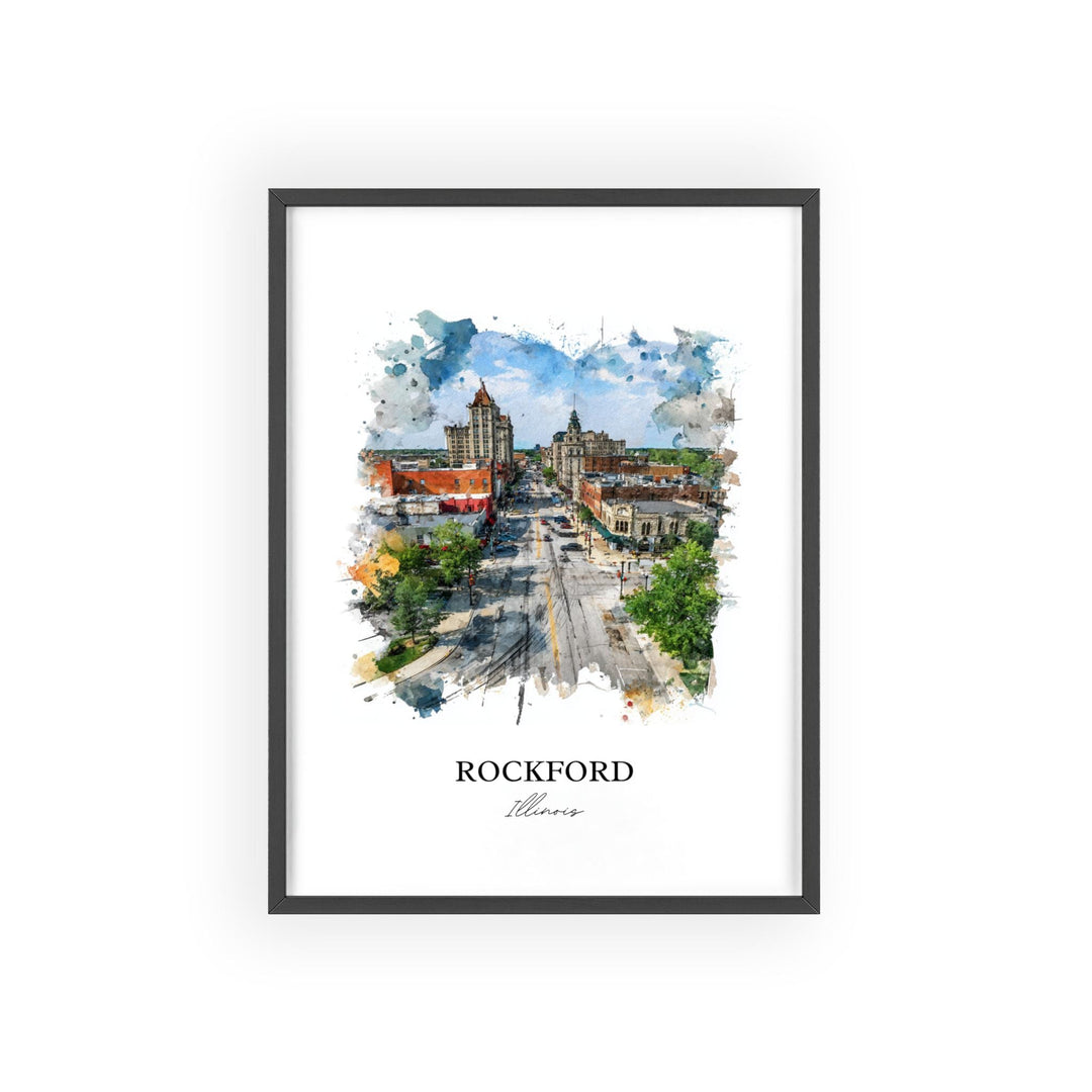 Rockford, Illinois – Watercolor Art Print
