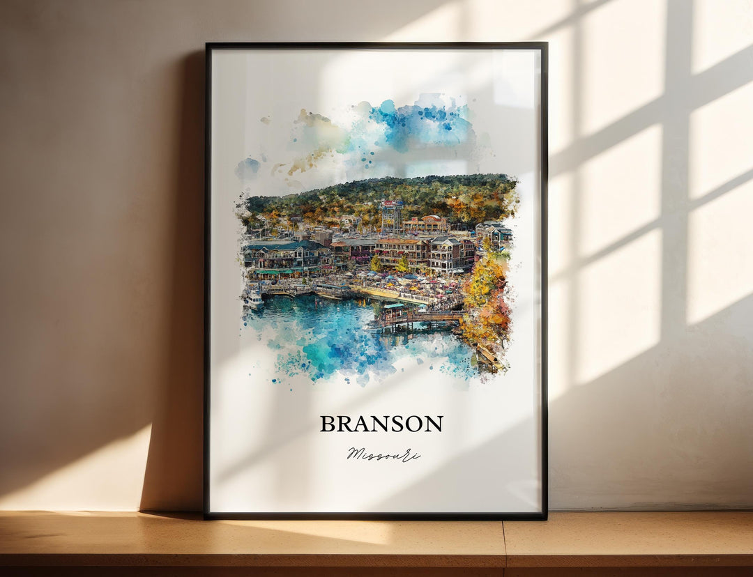 Branson MO Wall Art, The Ozarks Print, Missouri Watercolor Art, Branson Missouri Gift, Travel Print, Travel Poster, Housewarming Gift