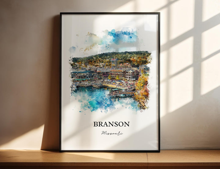 Branson MO Wall Art, The Ozarks Print, Missouri Watercolor Art, Branson Missouri Gift, Travel Print, Travel Poster, Housewarming Gift