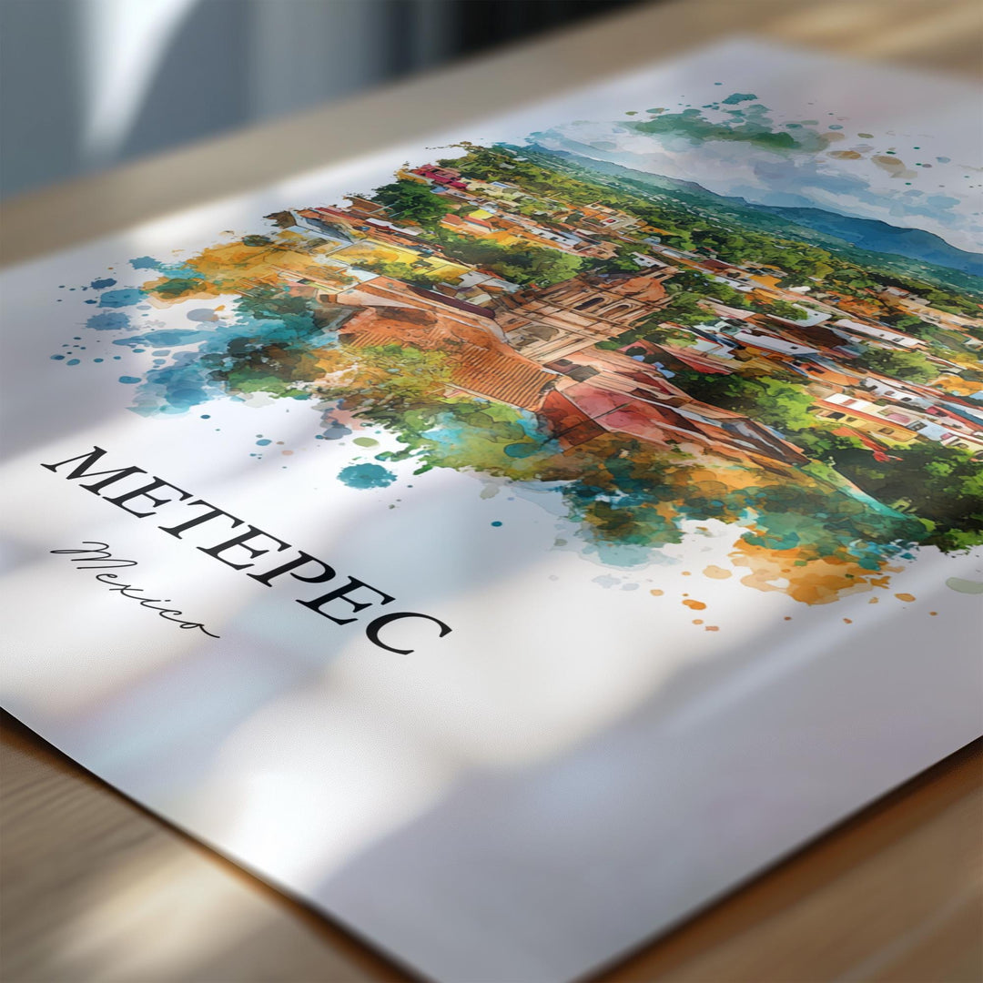 Metepec MX Wall Art, Toluca Print, Mexico Watercolor Art, Metepec Gift, Travel Print, Travel Poster, Housewarming Gift