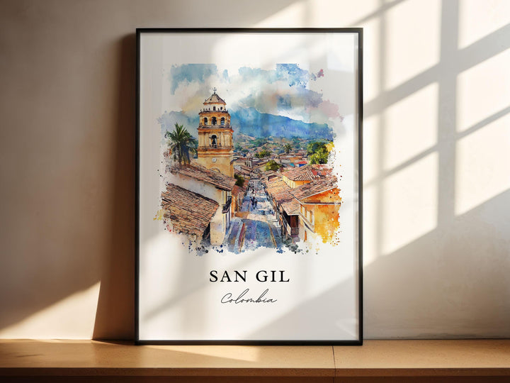 San Gil Colombia Wall Art, San Gil Print, Colombia Watercolor Art, San Gil Colombia Gift,