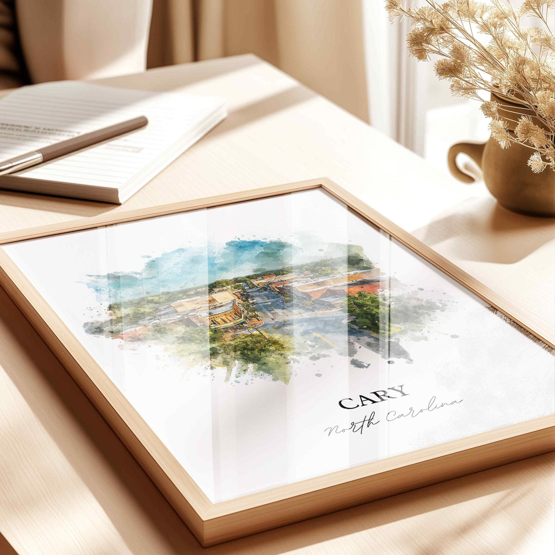 Cary, North Carolina – Watercolor Art Print