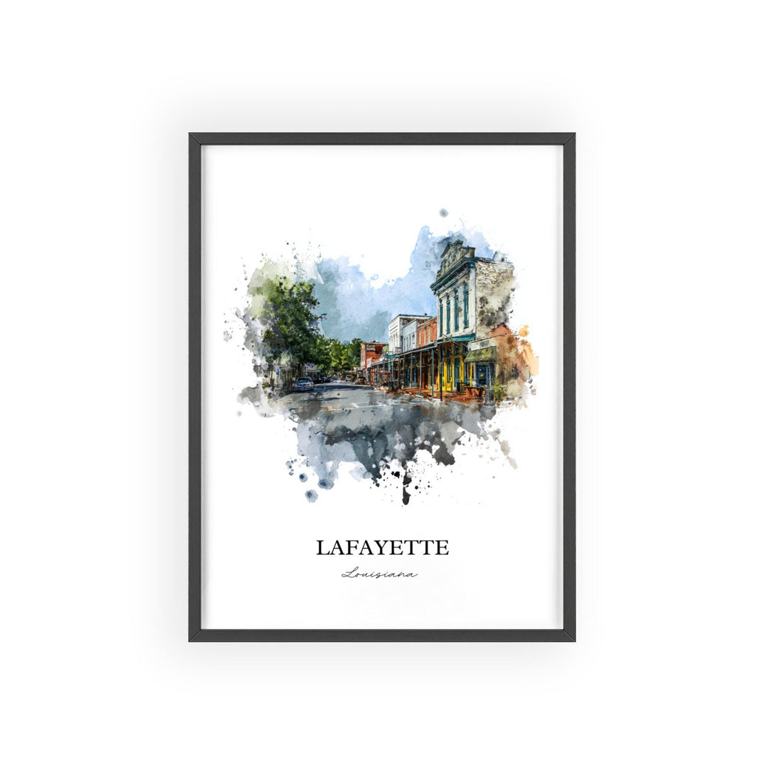 Lafayette, Louisiana – Watercolor Art Print