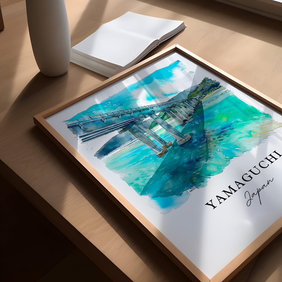 Yamaguchi Wall Art, Yamaguchi Japan Print, Yamaguchi Watercolor, Yamaguchi Gift,