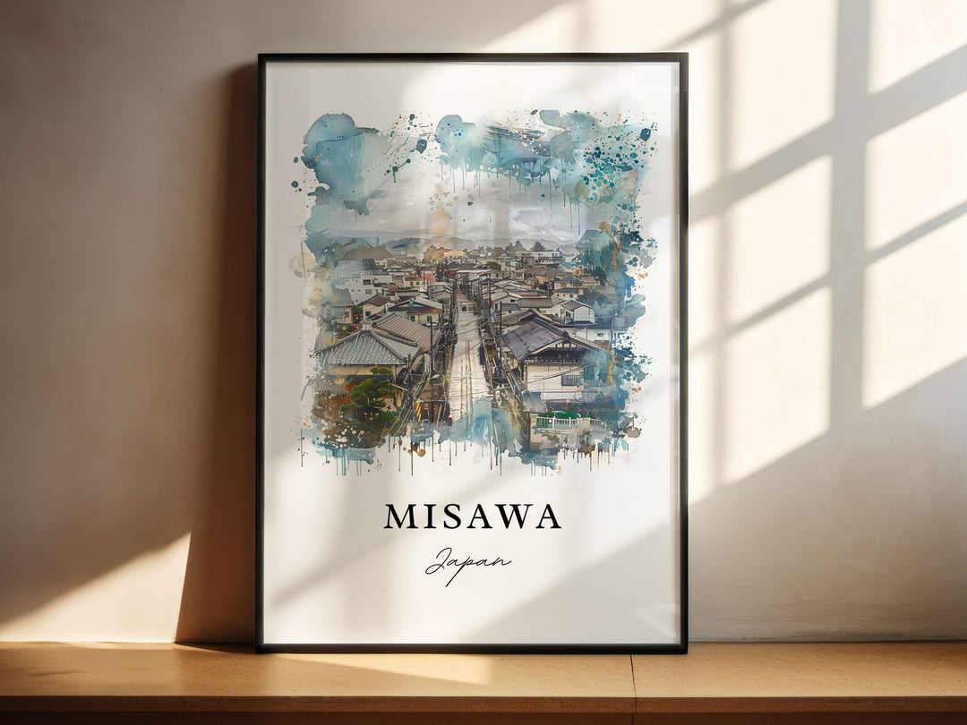 Misawa Japan Art, Misawa Japan Print, Misawa Watercolor Art, Aomori Prefecture Gift, Travel Poster, Housewarming Gift