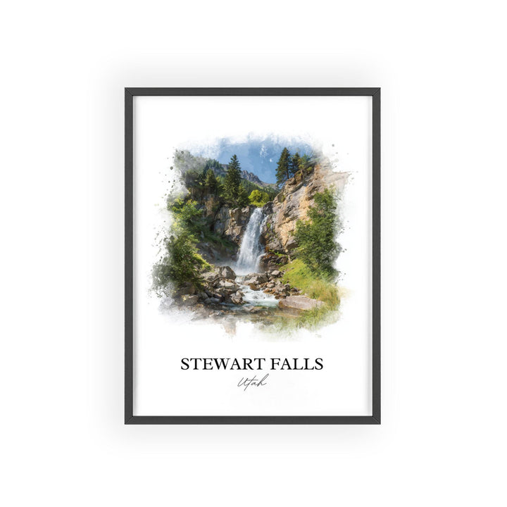 Stewart Falls Wall Art, Utah County Print, Utah Watercolor Art, Stewart Falls UT Gift, Travel Print, Travel Poster, Housewarming Gift