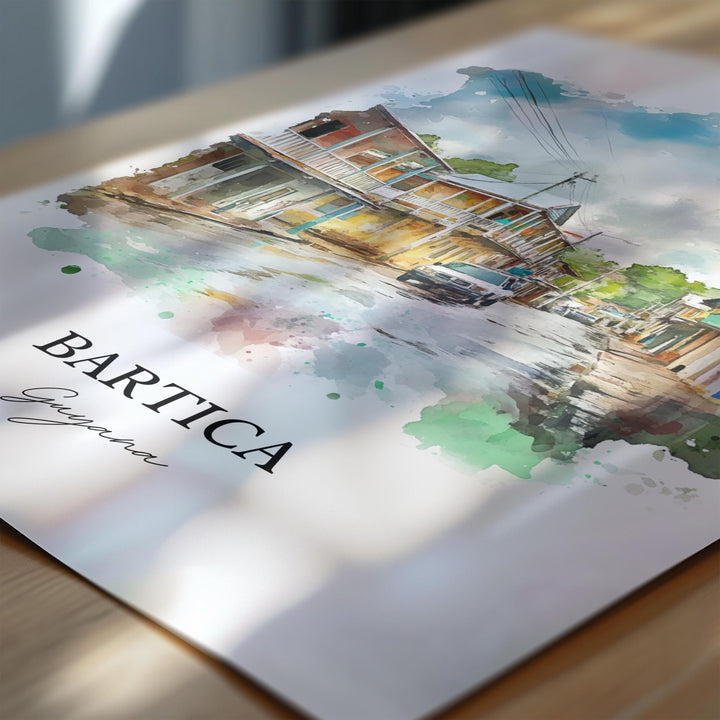 Bartica Wall Art, Bartica Guyana Print, Guyana Watercolor Art, Guyana Gift, Travel Print, Travel Poster, Housewarming Gift