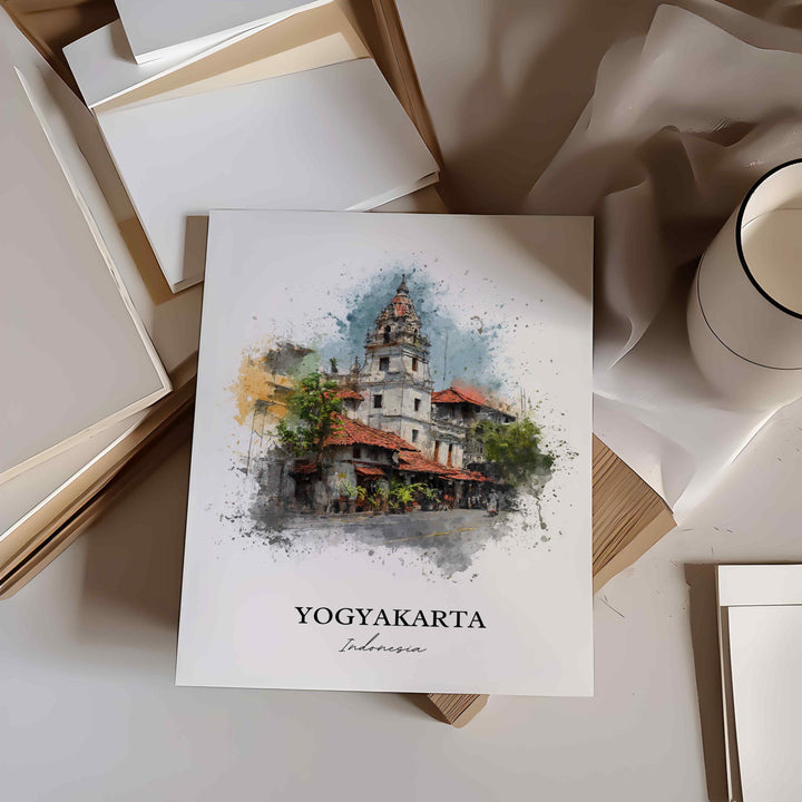 Yogyakarta, Indonesia – Watercolor Art Print
