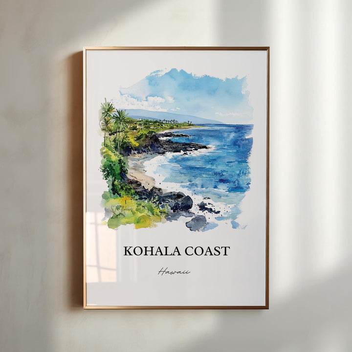 Kohala Coast Wall Art, Big Island Print, Hawaii Watercolor Art, Kohala Coast Gift, Travel Print, Travel Poster, Housewarming Gift