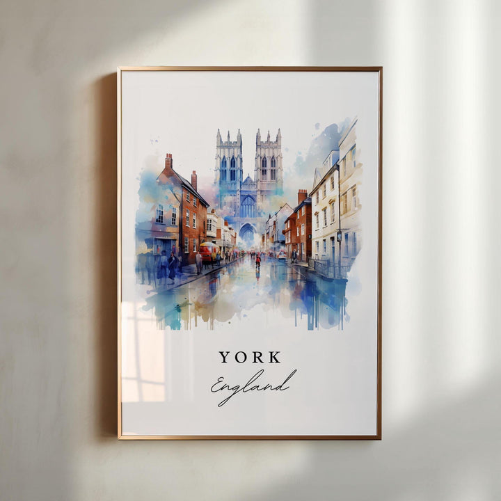 York traditional travel art - England, York poster, Wedding gift, Birthday present, Custom Text, Personalized Gift