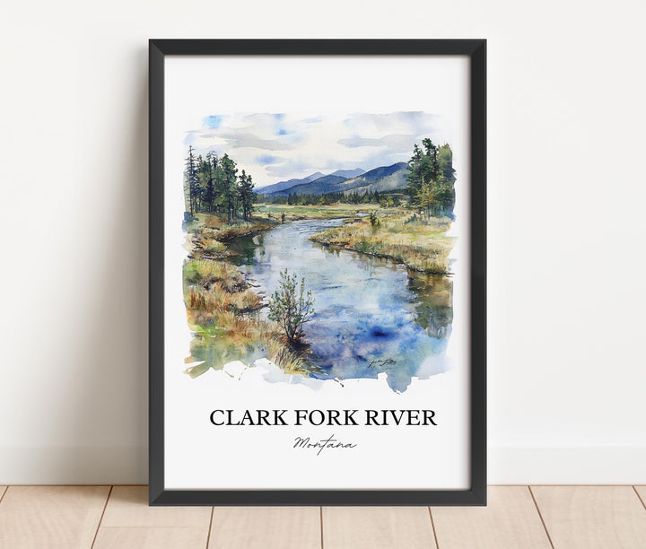 Clark Fork River, USA – Watercolor Art Print
