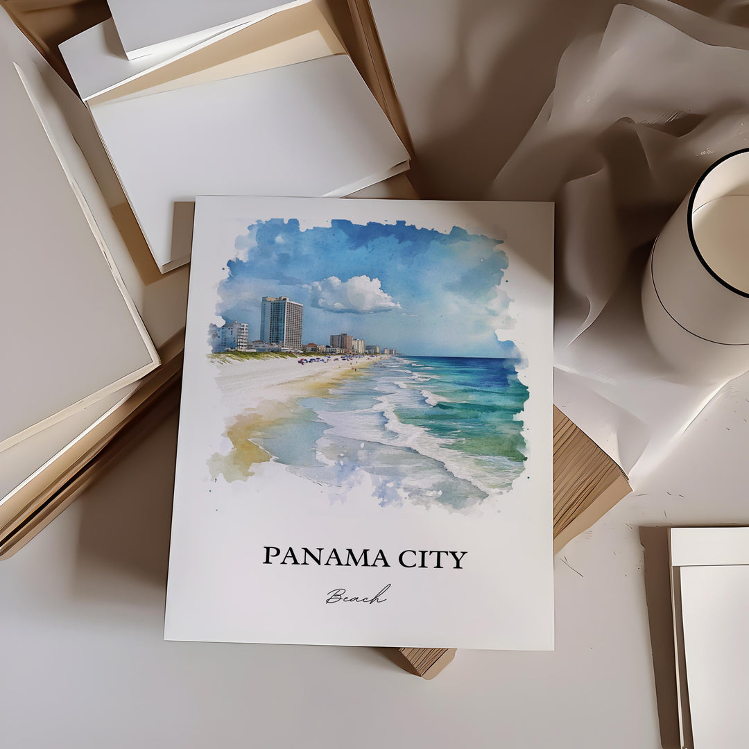 Panama City Beach Wall Art, Florida Beach Print, FL Watercolor, Panama City Beach FL Gift, Travel Print, Travel Poster, Housewarming Gift