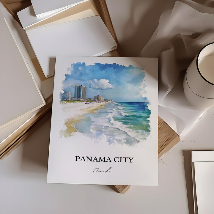 Panama City Beach Wall Art, Florida Beach Print, FL Watercolor, Panama City Beach FL Gift, Travel Print, Travel Poster, Housewarming Gift