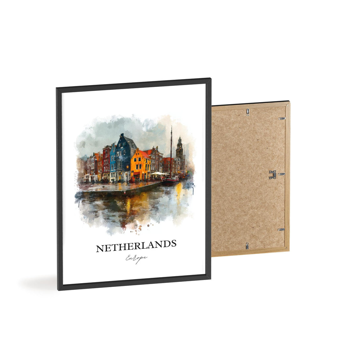 Netherlands Wall Art, Netherlands Print, Netherlands Watercolor Art, Amsterdam Gift, Travel Print, Travel Poster, Housewarming Gift