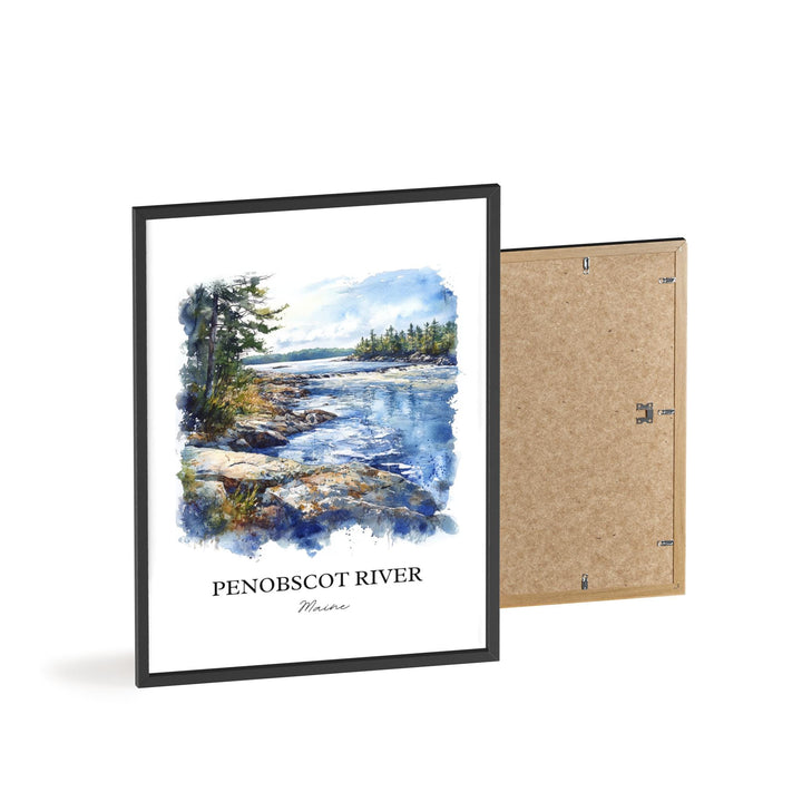 Penobscot River Wall Art, Bangor Print, Maine Watercolor Art, Penobscot River Gift, Travel Print, Travel Poster, Housewarming Gift
