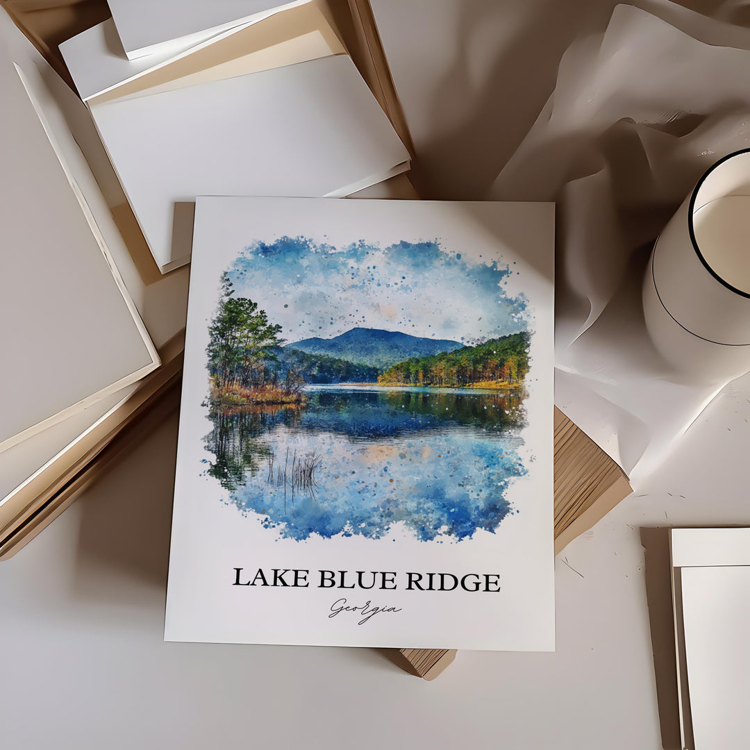 Lake Blue Ridge Wall Art, Fannin County Print, Blue Ridge Artwork, Lake Blue Ridge Gift, Travel Print, Travel Poster, Housewarming Gift