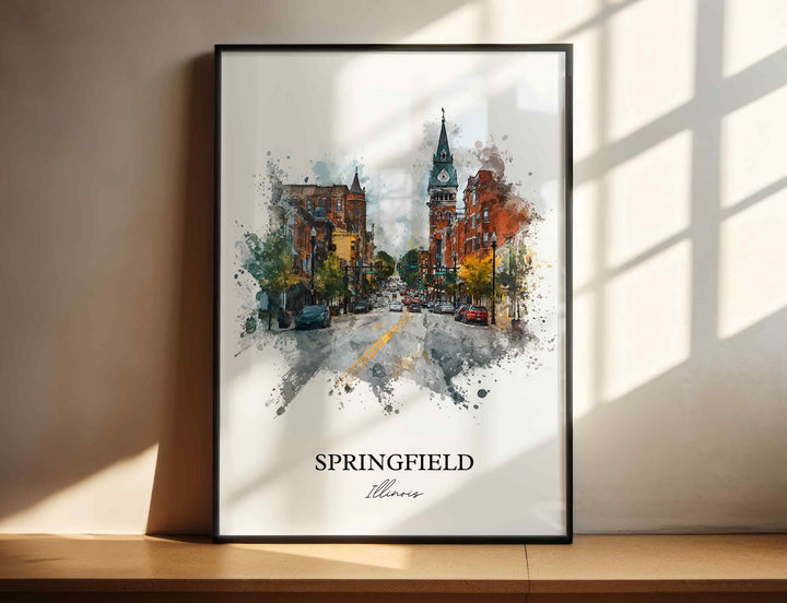 Springfield, Illinois – Watercolor Art Print