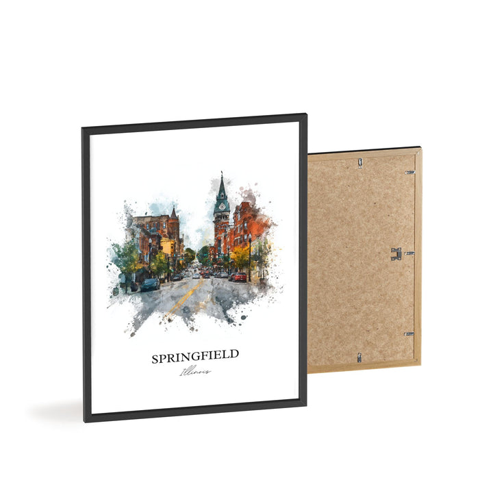Springfield, Illinois – Watercolor Art Print
