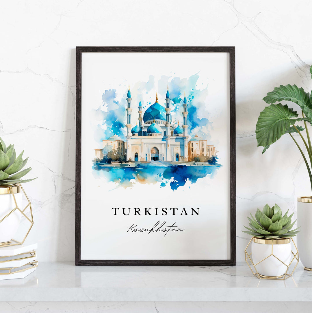 Turkistan wall art - Kazakhstan, Turkistan print, Turkistan Wedding gift, Turkistan Birthday present, Custom Text, Perfect Gift