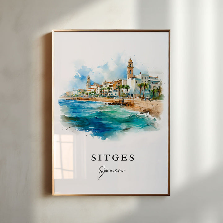 Sitges Spain wall art - Spain, Sitges poster print, Sitges Wedding gift, Sitges Espana Birthday present, Custom Text, Perfect Gift