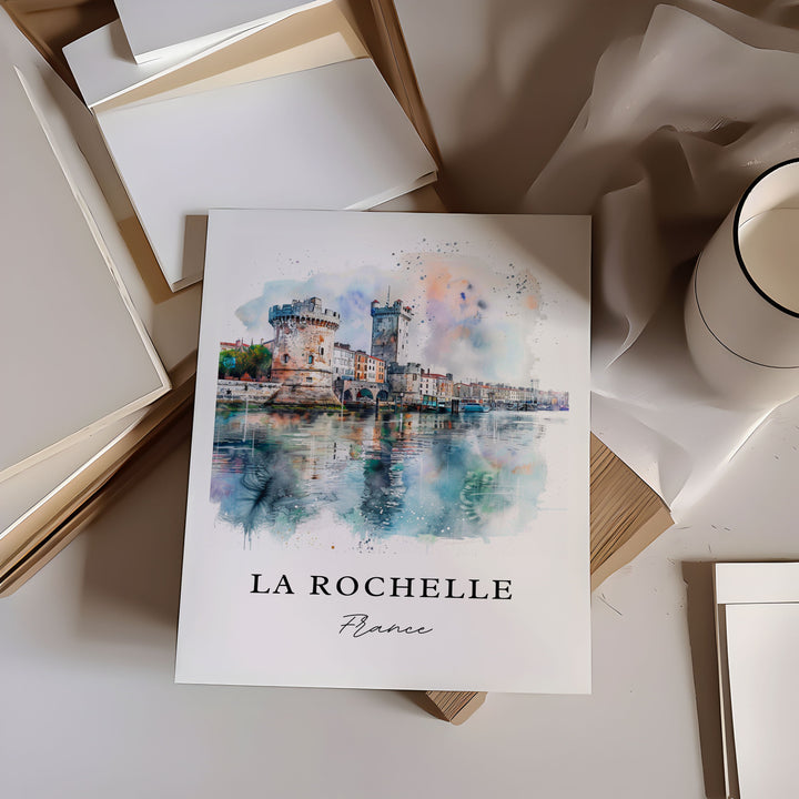 La Rochelle Wall Art, La Rochelle Print, La Rochelle France Watercolor, France Travel Gift,