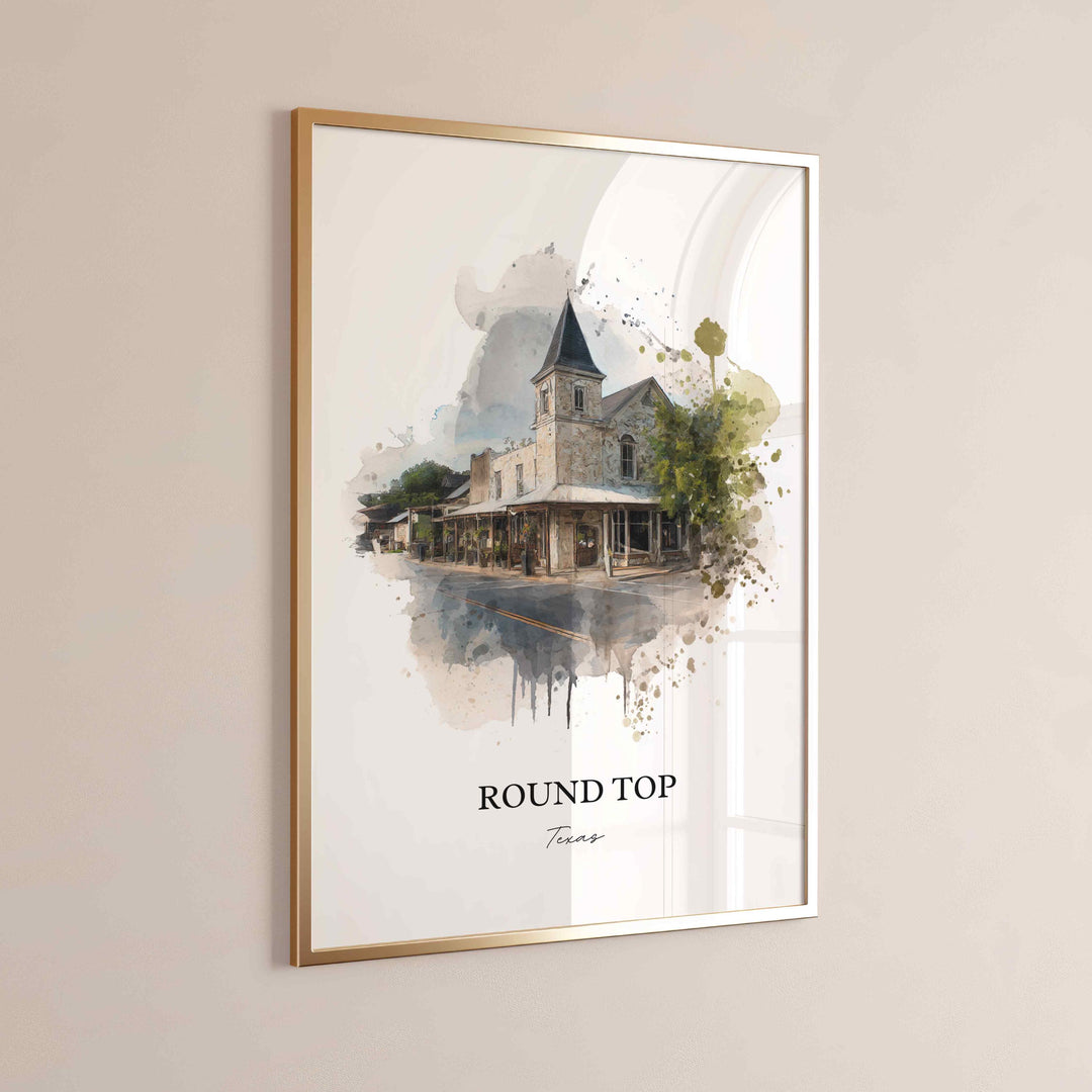 Round Top, TX – Watercolor Art Print