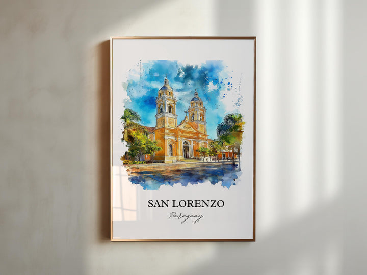 San Lorenzo, Paraguay – Watercolor Art Print
