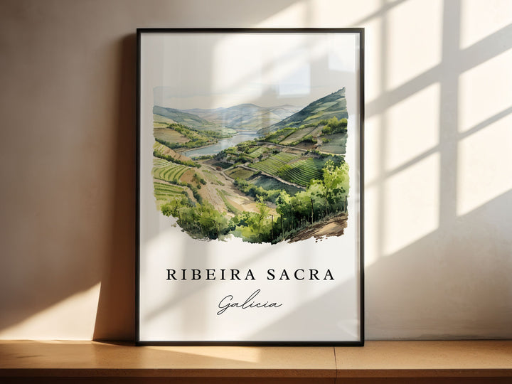 Ribeira Sacra traditional travel art - Galicia, Ribeira Sacra poster print, Wedding gift, Birthday present, Custom Text, Perfect Gift