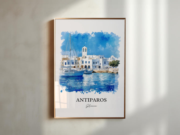 Antiparos Wall Art, The Cyclades Print, Paros Watercolor Art, Antiparos Greece Gift, Travel Print, Travel Poster, Housewarming Gift