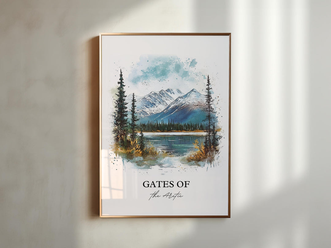 Gates of the Arctic Wall Art, Alaska Print, Alaska Watercolor Art, Gates of the Arctic Gift, Travel Print, Travel Poster, Housewarming Gift