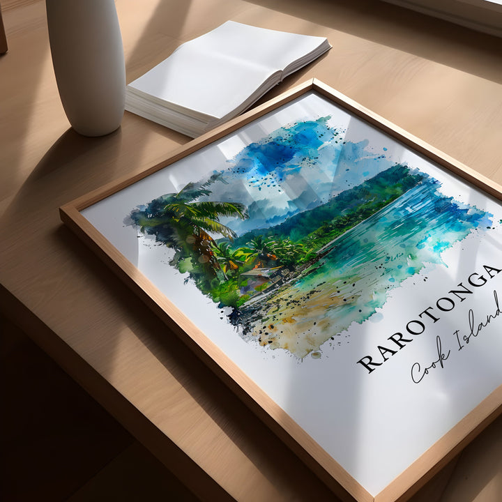 Rarotonga Wall Art, Rarotonga Print, Cook Islands Watercolor, Rarotonga Cook Islands Gift, Travel Poster, Housewarming Gift