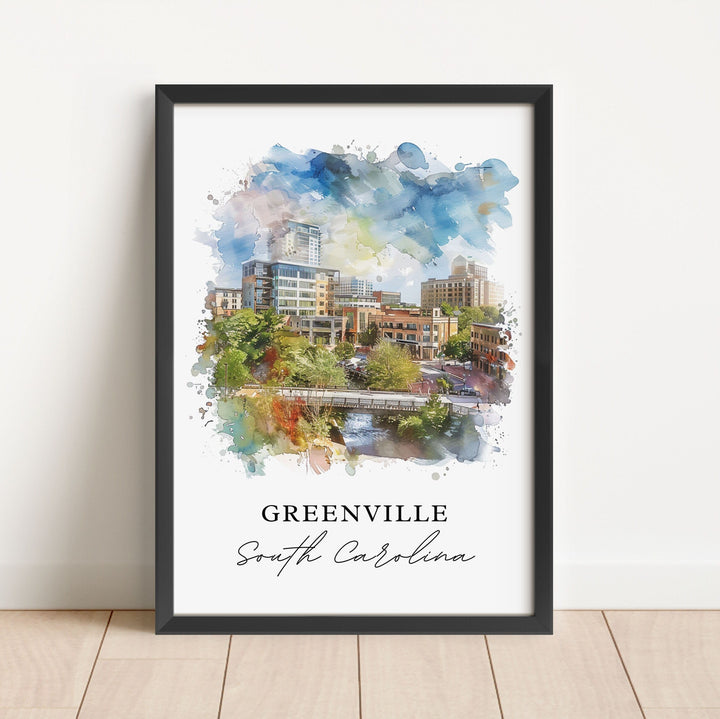 Greenville Wall Art, Greenville SC Print, Greenville Watercolor, Greenville SC Gift,