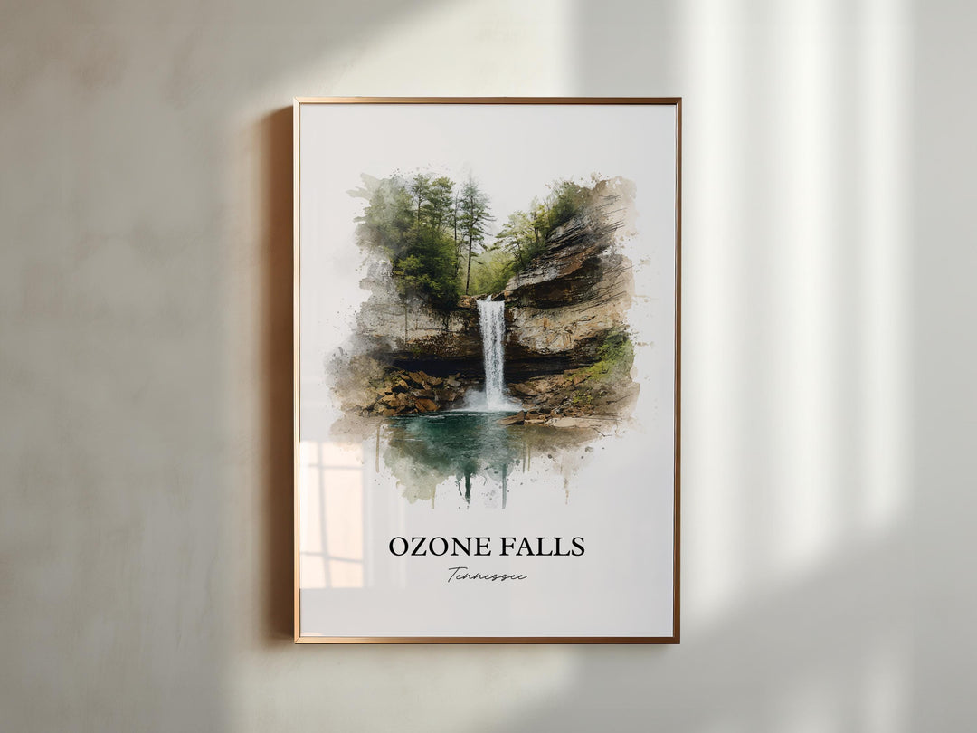 Ozone Falls Wall Art, Ozone Falls Print, Tennessee Watercolor Art, Ozone Falls TN Gift, Travel Print, Travel Poster, Housewarming Gift