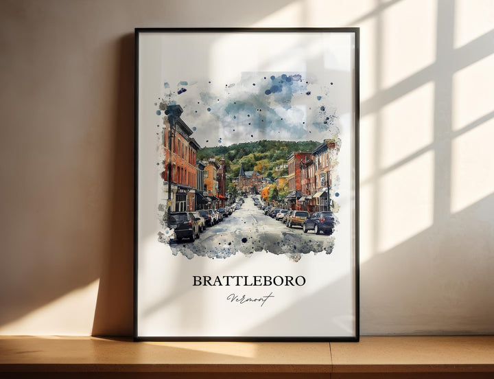 Brattleboro, VT, USA – Watercolor Art Print