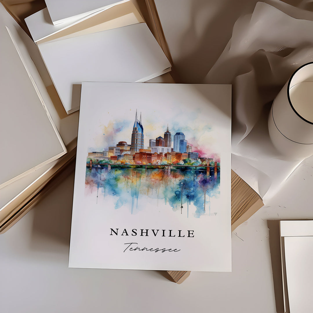 Nashville traditional travel art - Tennessee, Nashville poster, Wedding gift, Birthday present, Custom Text, Personalized Gift