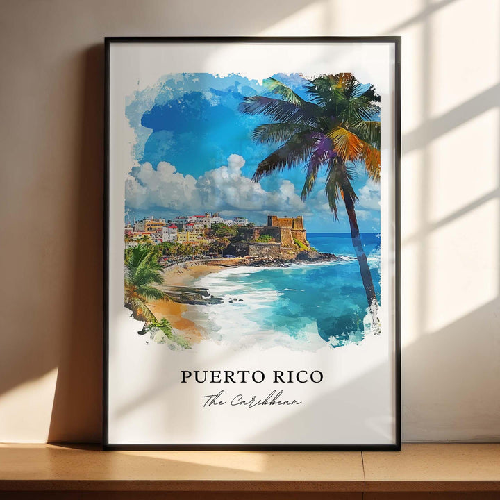 Puerto Rico Wall Art, Puerto Rico Print, Puerto Rico Watercolor Art, Puerto Rico Gift,