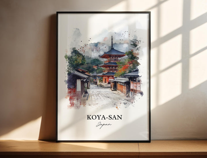 Koya-San Wall Art, Mount Koya Print, Japan Watercolor Art, Koya-San Japan Gift, Travel Print, Travel Poster, Housewarming Gift