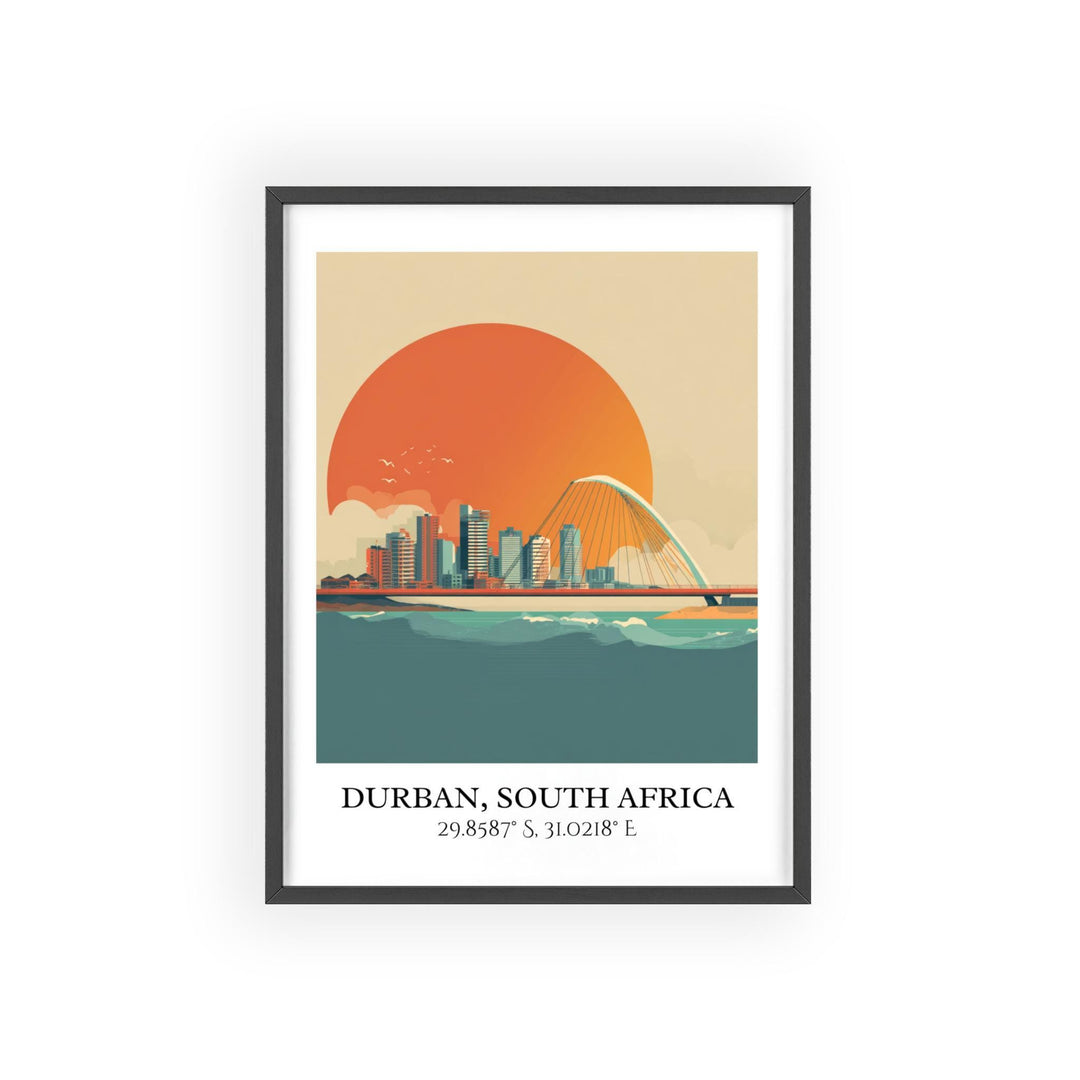 Durban Art, Durban Retro Travel Art, South Africa Home Decor, South Africa Gift, South Africa Travel Art, Travel Prints, Housewarming Gift