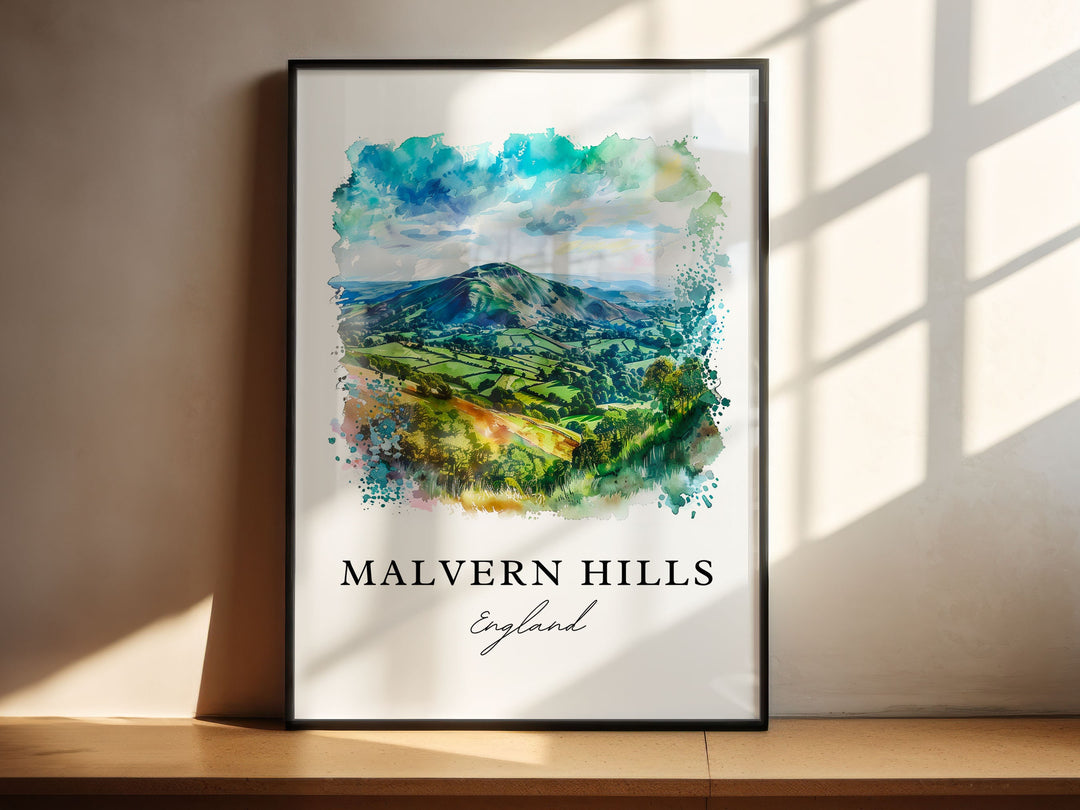 Malvern Hills UK Wall Art, Malvern Hills Print, Malvern Hills Watercolor, Malvern Hills England Gift, Travel Poster, Housewarming Gift