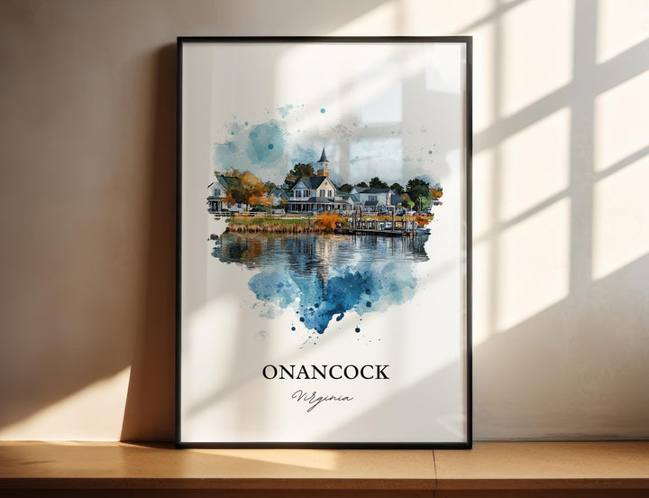 Onancock VA Wall Art, Accomack County Print, Onancock Watercolor Art, Onancock Virginia Gift, Travel Print, Travel Poster, Housewarming Gift