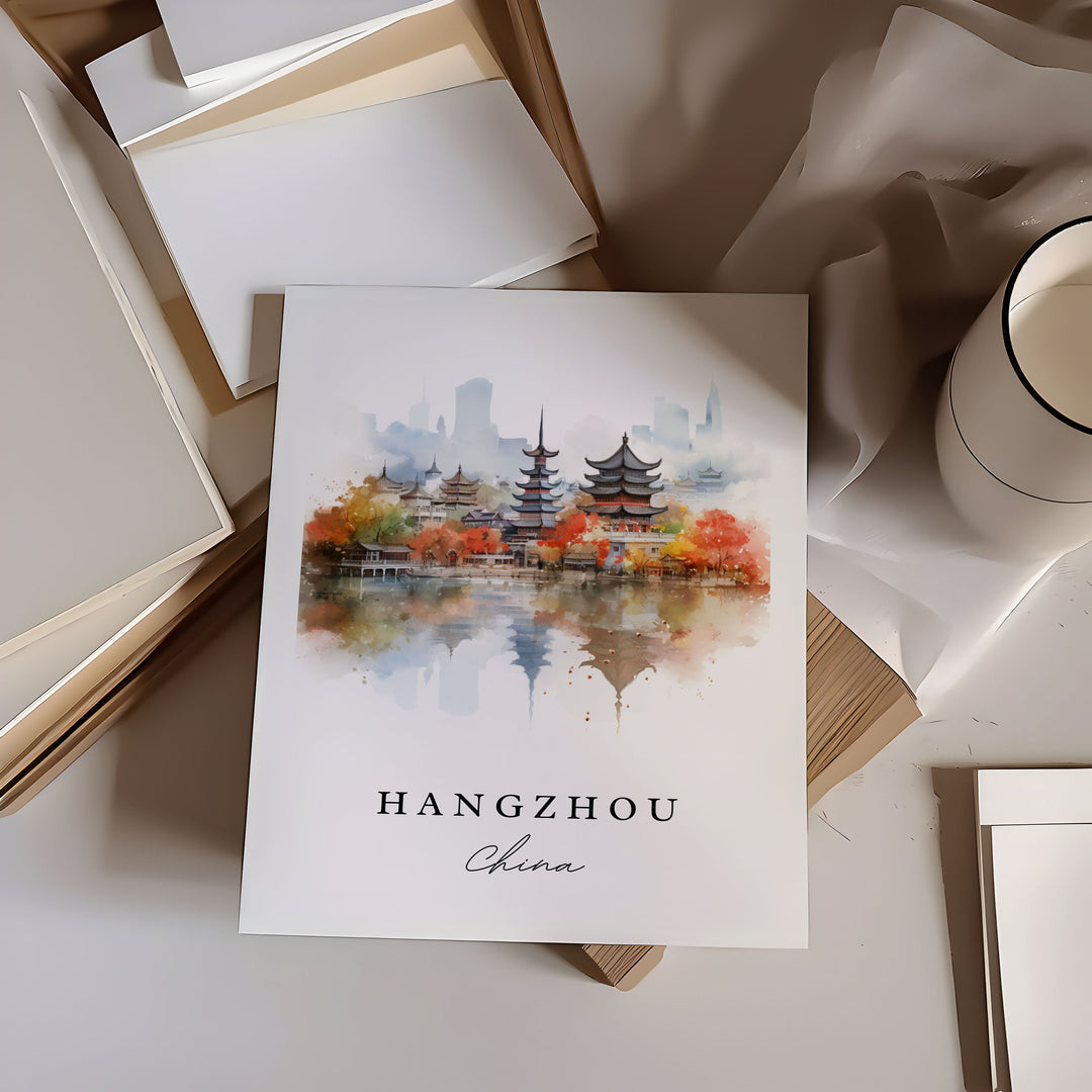 Hangzhou China wall art - China, Hangzhou poster, Hangzhou Wedding gift, Hangzhou Birthday present, Custom Text, Personalized Gift