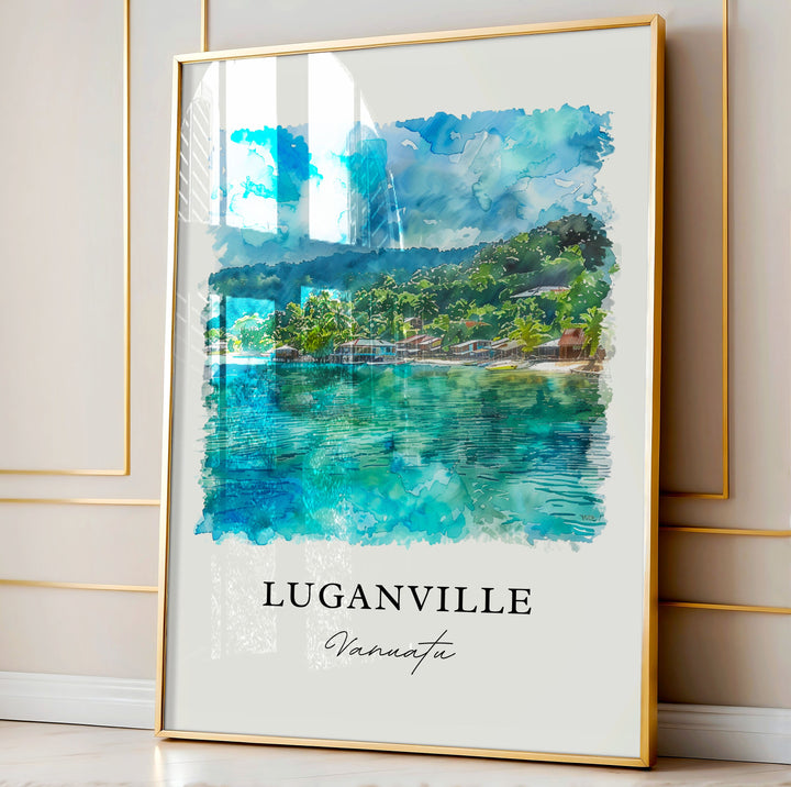 Luganville Wall Art, Luganville Print, Vanuatu Watercolor, Luganville Vanuatu Gift, Travel Poster, Housewarming Gift