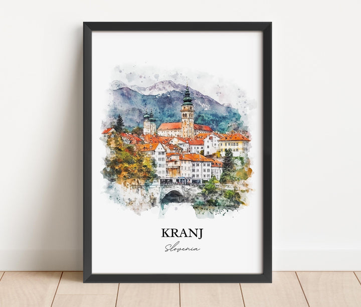 Kranj Slovenia Wall Art, Slovene Alps Print, Slovenia Watercolor Art, Kranj Gift, Travel Print, Travel Poster, Housewarming Gift