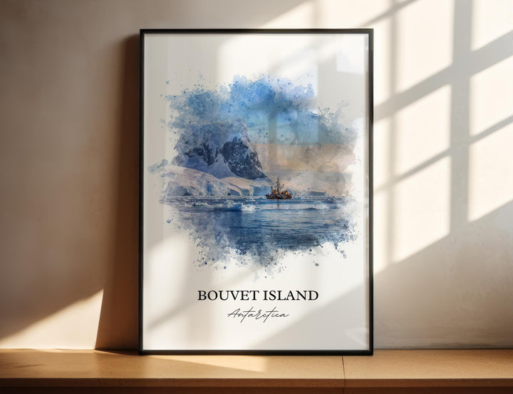Bouvet Island Wall Art, Antarctica Print, Antarctica Watercolor Art, Bouvet Island Gift, Travel Print, Travel Poster, Housewarming Gift