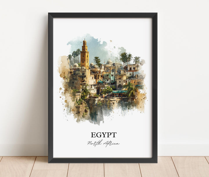 Egypt Wall Art, Egypt Print, North Africa Watercolor Art, Egypt Gift, Travel Print, Travel Poster, Housewarming Gift